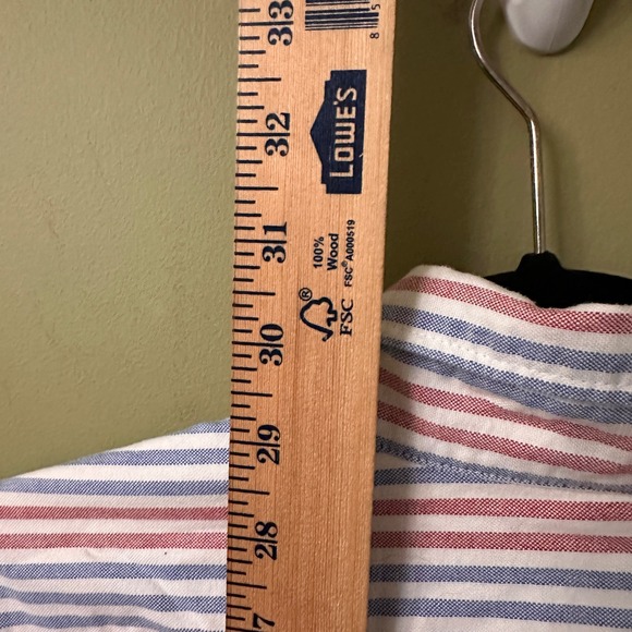 J Crew Slim Fit Flex Oxford Button Down Shirt Mens Size S Red Blue Stripe - Picture 6 of 9